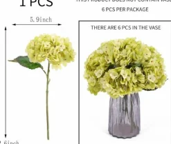 6-Piece Artificial Silk Hydrangea Flowers with Stems for Wedding & Home Décor