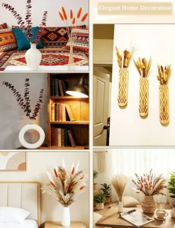 92 Piece Autumn Pampas Grass Bouquet with Roses and Eucalyptus Leaves Dried Floral Arrangement Boho Wedding Centerpiece Rustic Home Party Decor