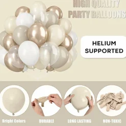 60-Piece Beige & Champagne Gold Balloon Set: Neutral Boho Birthday, Engagement & Baby Shower Decor with Ribbon