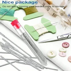 36‑Piece Big Eye Steel Needle Set – Long Thin Sewing & Quilting Needles for DIY Embroidery, Mending & Craft Projects