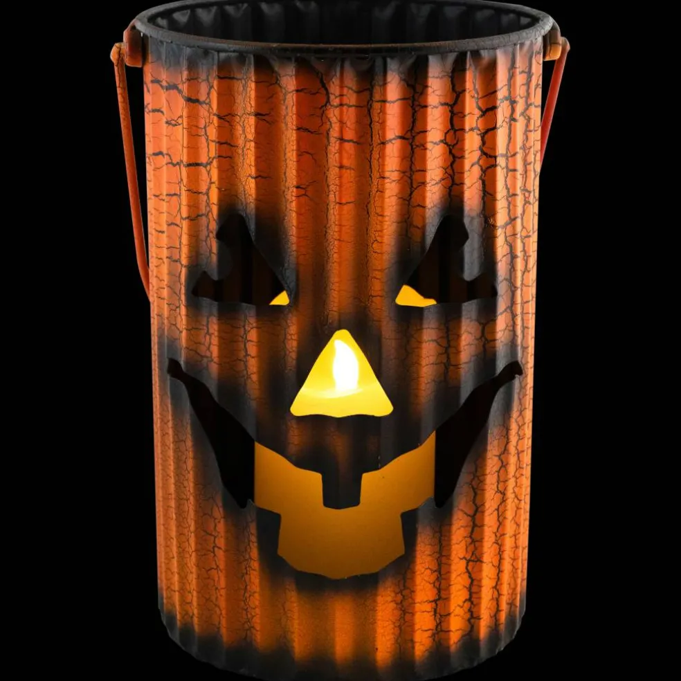 3 Piece Black & Orange Metal Pumpkin Lantern Halloween Decoration Set
