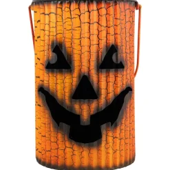 3 Piece Black & Orange Metal Pumpkin Lantern Halloween Decoration Set