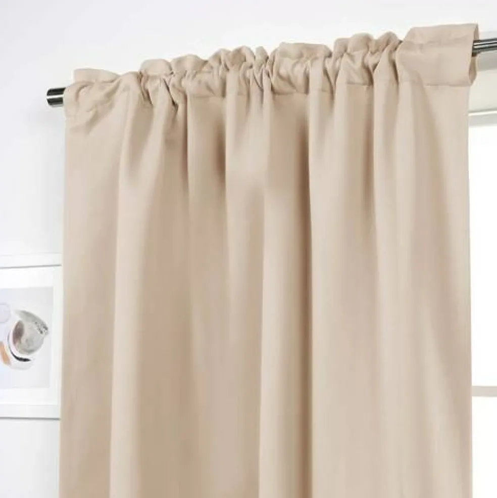 2-Piece Blackout Curtains with Tiebacks and Rod Pocket Design Thermal Insulated and Machine Washable