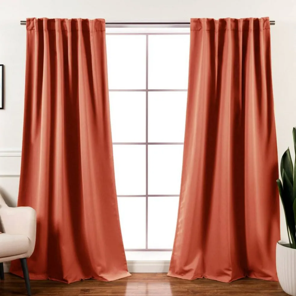 2-Piece Blackout Curtains with Tiebacks and Rod Pocket Design Thermal Insulated and Machine Washable