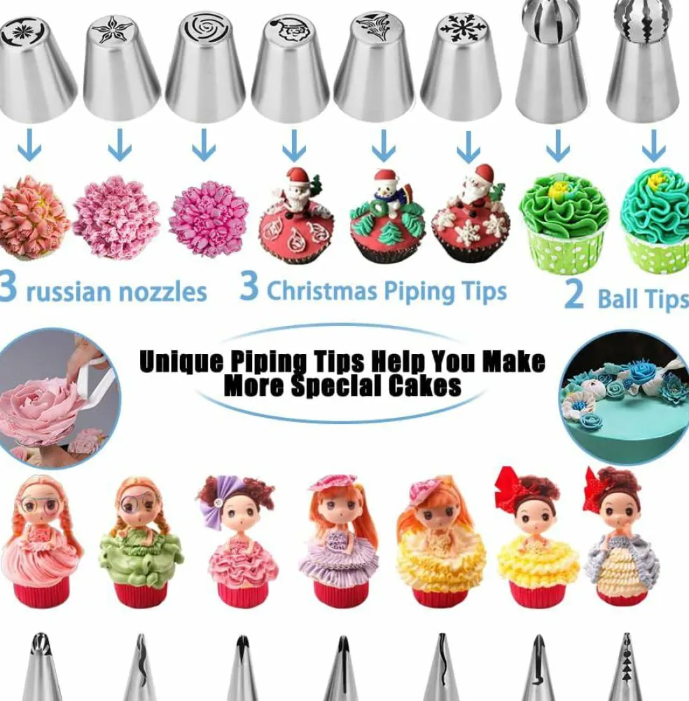 635-Piece Cake Decorating Kit – 3 Springform Pans, Turntable, Icing Nozzles, Piping Bags & Baking Tools