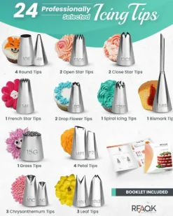 64-Piece Cake Decorating Kit – Turntable, Icing Tips, Piping Bags, Spatulas & Guidebook