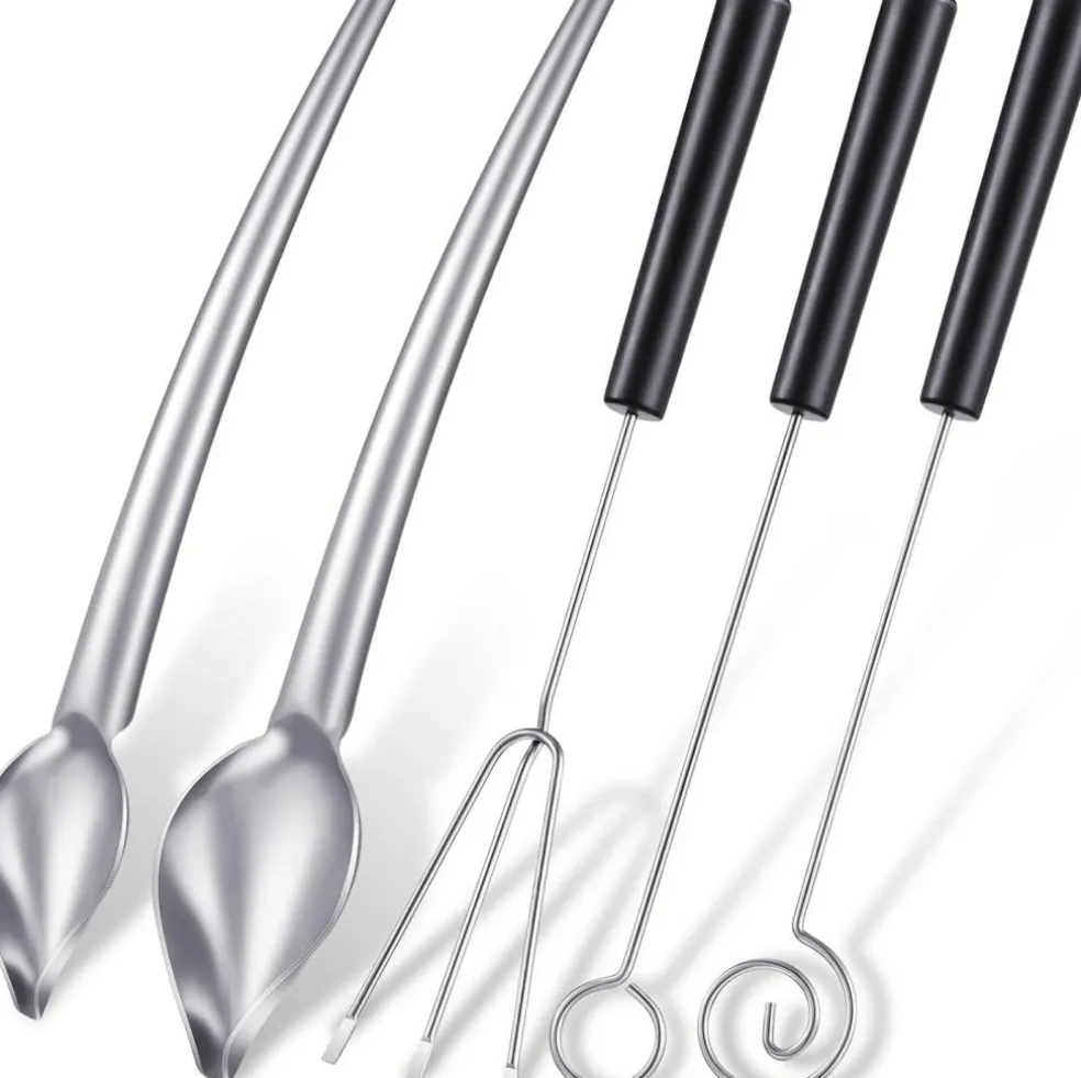 3-Piece Chocolate Dipping & Decorating Tool Set – Forks, Spoons & Chef Art Pencil, Stainless Steel