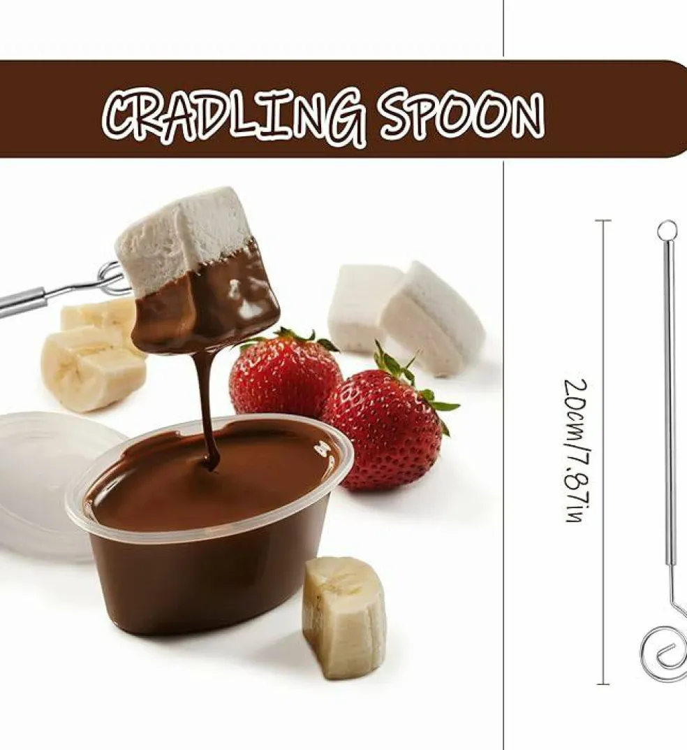7-Piece Chocolate Dipping Tool Set – Professional Stainless Steel Candy Making Kit – Includes 1 Slotted Decorating Spoon & 6 Fondue Forks – Precision Culinary Dipping Tools for Truffles, Fruits & Pralines
