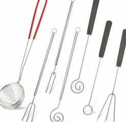 7-Piece Chocolate Dipping Tool Set – Professional Stainless Steel Candy Making Kit – Includes 1 Slotted Decorating Spoon & 6 Fondue Forks – Precision Culinary Dipping Tools for Truffles, Fruits & Pralines