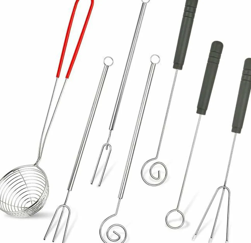7-Piece Chocolate Dipping Tool Set – Professional Stainless Steel Candy Making Kit – Includes 1 Slotted Decorating Spoon & 6 Fondue Forks – Precision Culinary Dipping Tools for Truffles, Fruits & Pralines