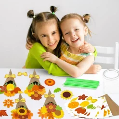 30-Piece DIY Fall Flower Bouquet Craft Kit for Kids – Thanksgiving & Harvest Art Project – Includes Cardstock Flowers, Kraft Paper, Straws & Tools – Creative Classroom Activity & Keepsake Gift