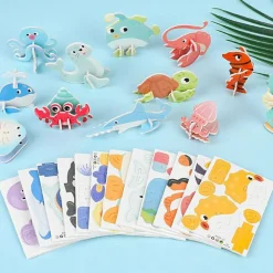 25-Piece Educational 3D Cartoon Puzzle Set for Kids – Ocean-Themed Paper DIY Learning Puzzles for Creative Play and Gifts