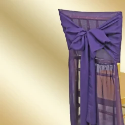 1 Piece Eggplant Sheer Chiffon Chair Back Scarf for Chiavari Flowy Elegance with Sash