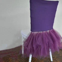 1 Piece Eggplant Stretch Spandex Chiavari Chair Cover with Graceful Ballerina Skirt