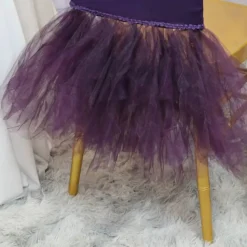 1 Piece Eggplant Stretch Spandex Chiavari Chair Cover with Graceful Ballerina Skirt