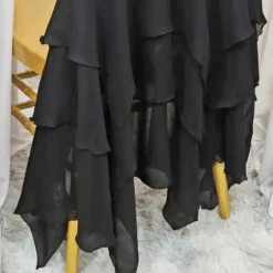 1 Piece Elegant Black Chiffon Chiavari Chair Cover with Sash Sheer Draped Accent