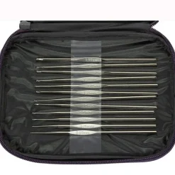 22-Piece Ergonomic Aluminum & Steel Crochet Hook Set with Leather Case