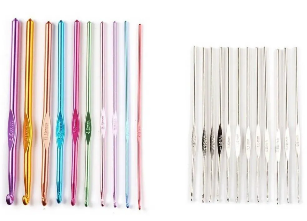 22-Piece Ergonomic Aluminum & Steel Crochet Hook Set with Leather Case