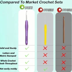 14-Piece Ergonomic Crochet Hook Set (2 mm–10 mm) with Carry Case – Long Crochet Needles for Beginners & Craft Projects
