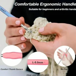 14-Piece Ergonomic Crochet Hook Set (2 mm–10 mm) with Carry Case – Long Crochet Needles for Beginners & Craft Projects