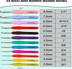 14-Piece Ergonomic Crochet Hook Set (2 mm–10 mm) with Carry Case – Long Crochet Needles for Beginners & Craft Projects