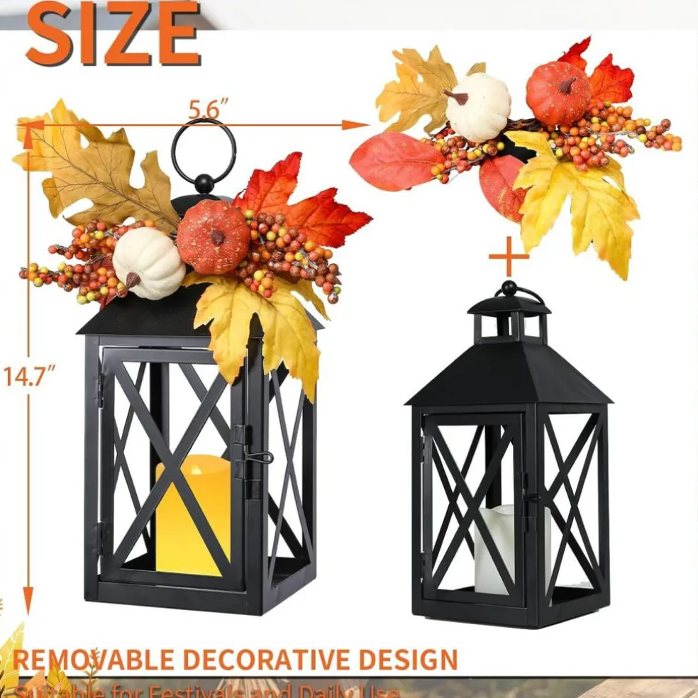 2-Piece Fall LED Candle Lanterns