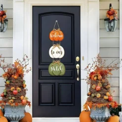 3-Piece Fall Pumpkin Welcome Door Signs