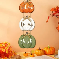 3-Piece Fall Pumpkin Welcome Door Signs