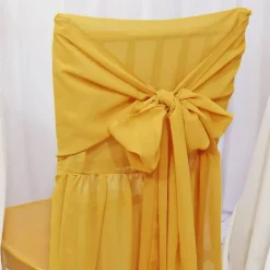 1 Piece Gold Chiffon Chair Back Drape with Sash Elegant Slipcover for Chiavari Chairs