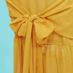 1 Piece Gold Chiffon Chair Back Drape with Sash Elegant Slipcover for Chiavari Chairs
