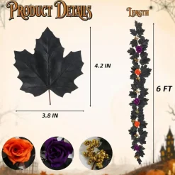 2-Piece Gothic Halloween Rose Garland
