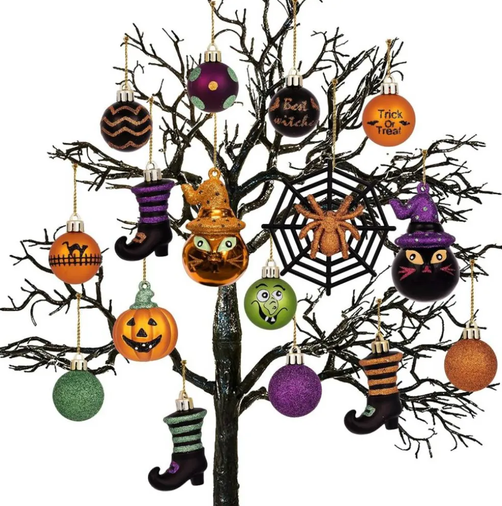 24-Piece Halloween Cat Pumpkin Shatterproof Ornaments