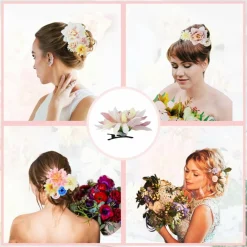 23-Piece Hawaiian Boho Flower Hair Clips: Silk Roses & Peonies for Women & Girls – Wedding, Beach Party & Graduation Cap Toppers