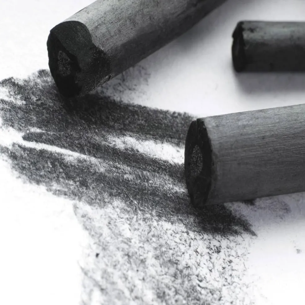 4-Piece Jumbo Vine Charcoal Sticks 18-20mm – Natural Charcoal for Sketching & Shading