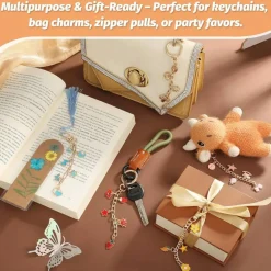 500-Piece Lip Gloss Keychain Making Kit – DIY Craft Set with Charms, Key Chain Hooks, Jump Rings, Lobster Clasps, Chains & Tools for Custom Keychains