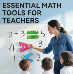 5-Piece Magnetic Math Symbols Set – Greater Than Less Than Alligator Signs, Plus, Minus & Equal Symbols, 1st Grade Math Manipulatives for Classroom, Homeschool & Early Learning Activities
