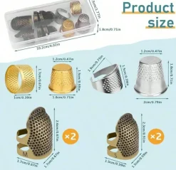 8‑Piece Metal Sewing Thimble Kit – Finger Protectors for Hand Sewing, Quilting & Embroidery