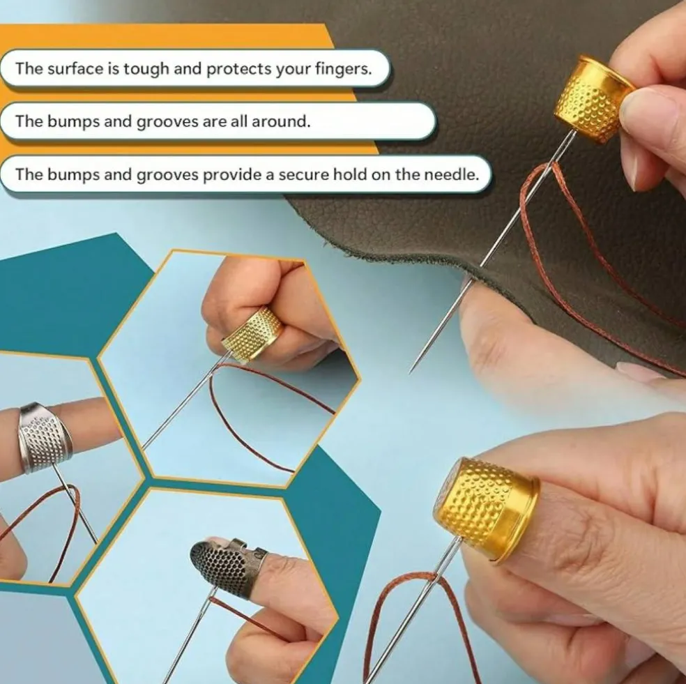 8‑Piece Metal Sewing Thimble Kit – Finger Protectors for Hand Sewing, Quilting & Embroidery