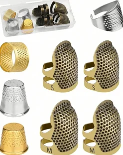8‑Piece Metal Sewing Thimble Kit – Finger Protectors for Hand Sewing, Quilting & Embroidery