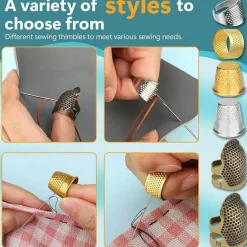 8‑Piece Metal Sewing Thimble Kit – Finger Protectors for Hand Sewing, Quilting & Embroidery