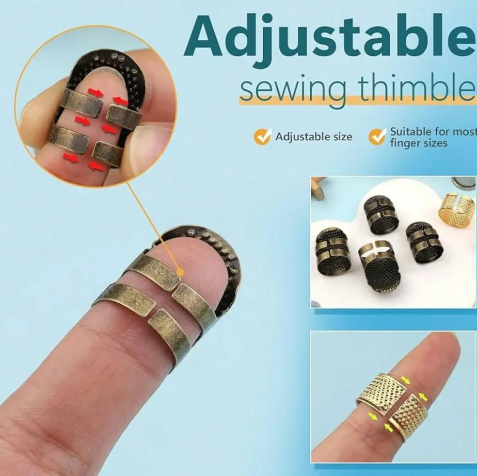 8‑Piece Metal Sewing Thimble Kit – Finger Protectors for Hand Sewing, Quilting & Embroidery