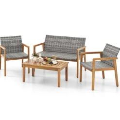 4-Piece Patio Furniture Set with Loveseat, Single Chairs and Coffee Table - 27" x 45.5" x 31.5"