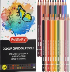 24-Piece Professional Colored Charcoal Pencil Set – Skin Tone Pastels for Sketching & Blending