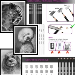 136-Piece Professional Drawing & Sketching Art Set – Graphite, Charcoal, Colored, Metallic & Watercolor Pencils with Sketchbook, Watercolor Book & Accessories in Portable Zipper Case