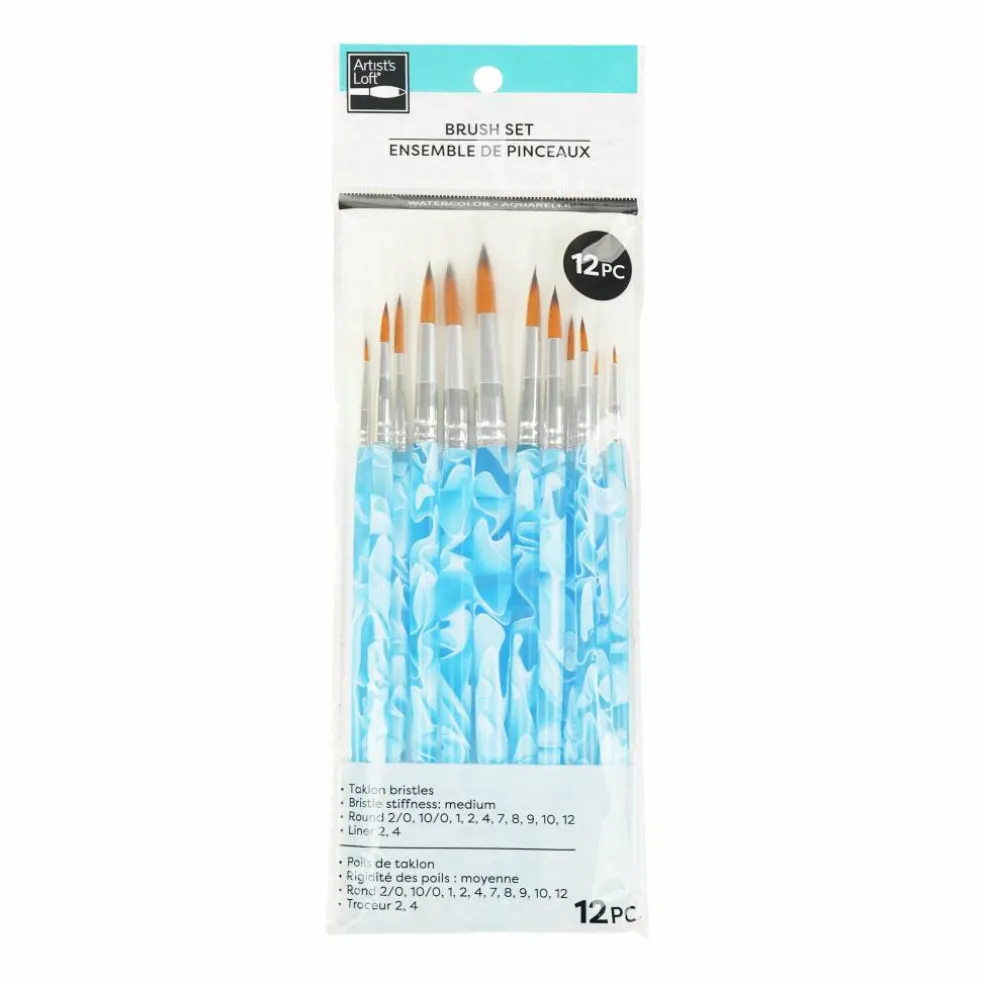 12 Piece Round Watercolor Taklon Brush Set by Artist's Loft®