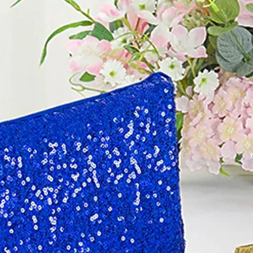 1 Piece Royal Blue Sequin Spandex Chair Cap 13.5 inch by 10 inch Reception Decor