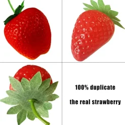 30 Pieces Artificial Strawberries, Assorted Sizes Fake Fruit Decorations, Realistic Plastic Strawberry Props for Home Kitchen Decor, Party Displays, Photography, Bakery & Table Centerpieces