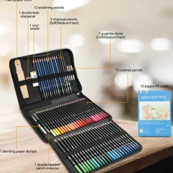 96 Pieces Art Supplies Drawing and Sketching Colored Pencils Set ,Graphite Charcoal Professional Artists Pencils Kit,Gifts for Kids & Adults Drawing Tool Set