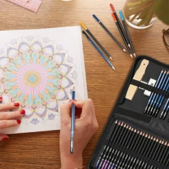 96 Pieces Art Supplies Drawing and Sketching Colored Pencils Set ,Graphite Charcoal Professional Artists Pencils Kit,Gifts for Kids & Adults Drawing Tool Set