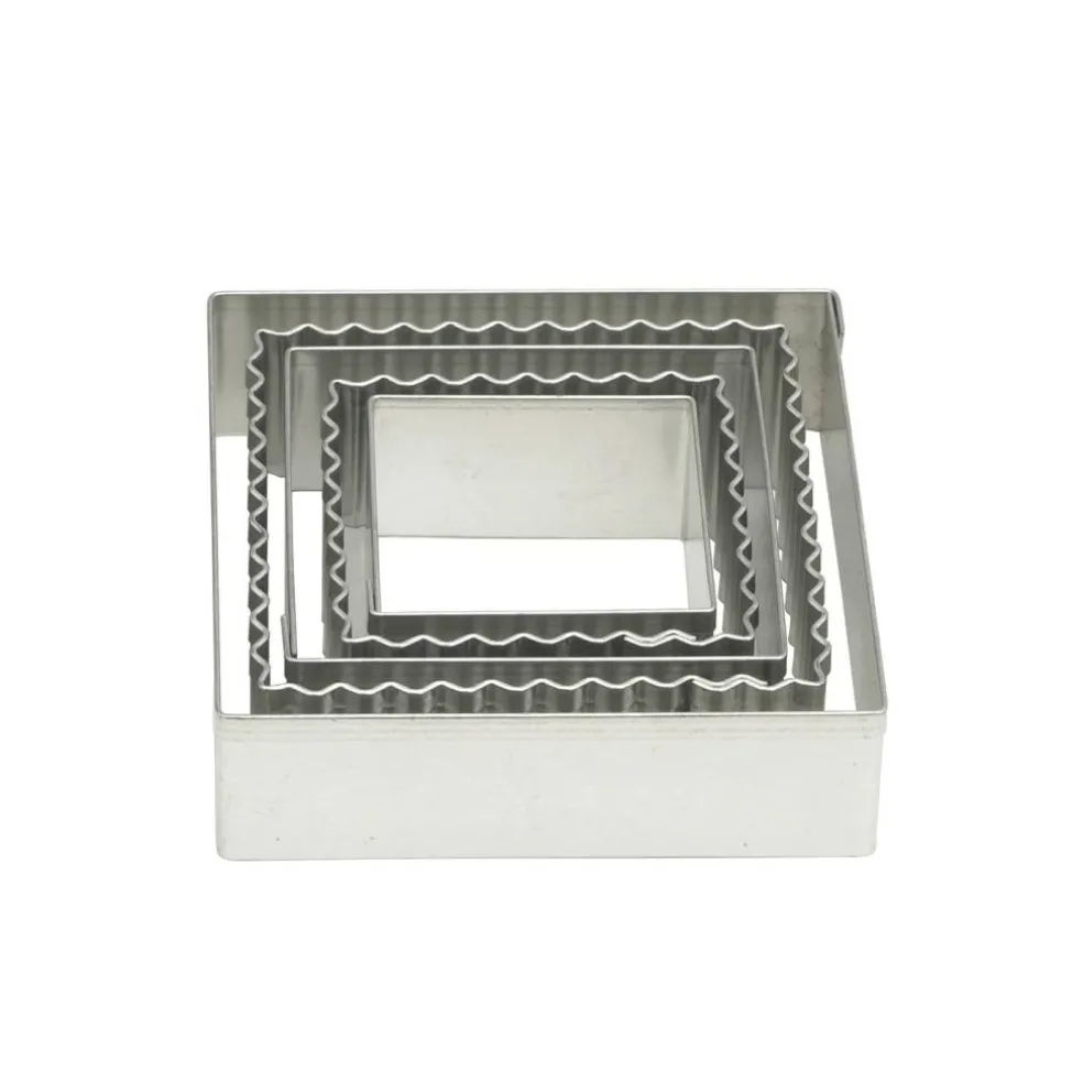 5 Pieces Baking Cookie Fondant Cutters, Graduated Squares, Stainless Steel,Set with Storage Container